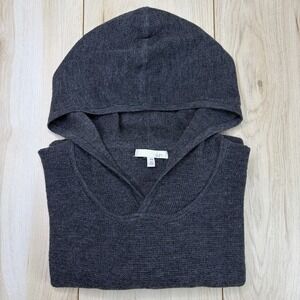 SKIN Lightweight Soft Knit Wool Cashmere Poly Knit Hoodie Womens XS Gray